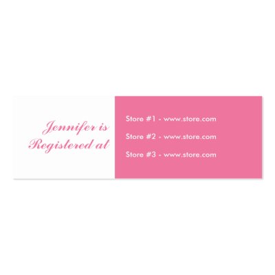  Baby Registry on Stork Baby Shower Small Registry Card   Pink Business Card Templates