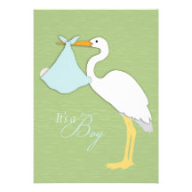 Stork Boy Baby Shower Invitation
