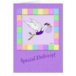 Stork Delivery Service: Lavendar Greeting Card