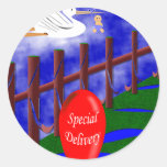 Stork Special Delivery Baby Announcement Round Stickers