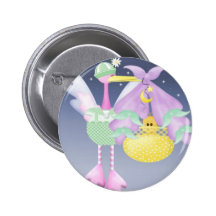 Stork with Baby Pinback Button