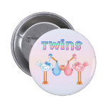 Stork with Twins Pinback Button