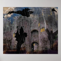 Stormy night at the castle on a poster