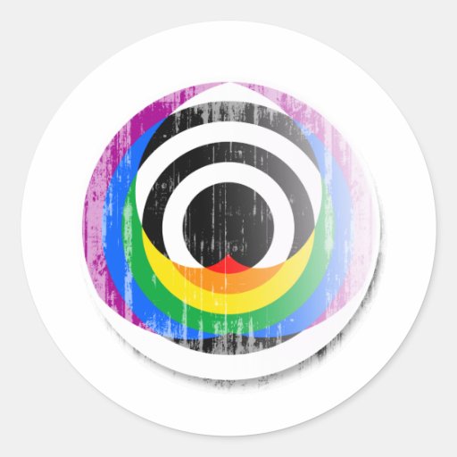 Straight Ally Button distressed.png Round Stickers