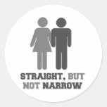 Straight but not narrow round stickers