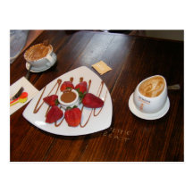 Strawberries ,coffee and chocolate. post card