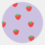 Strawberries Purple Round Sticker