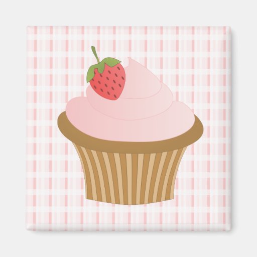 Strawberry Chocolate Cupcake Refrigerator Magnets