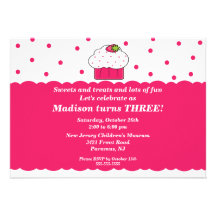 Strawberry Cupcake Birthday Invitation