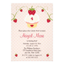 Strawberry Cupcake Birthday Invitation Any Age