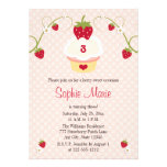 Strawberry Cupcake Birthday Photo Invitation