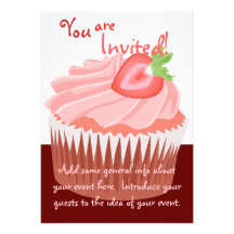 Strawberry Cupcake Invitation