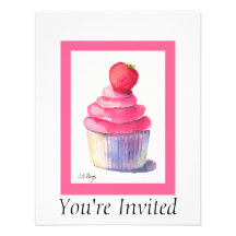 Strawberry Cupcake Invitation