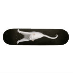 Stretching White Cat Skateboard