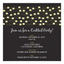 String of Lights Cocktail Party Invitation (black)
