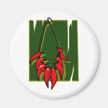 string of red peppers green back refrigerator magnets