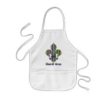 Stripe Mardi Gras Fleur de lis Aprons