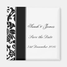 Striped black white and grey damask Wedding set Refrigerator Magnet