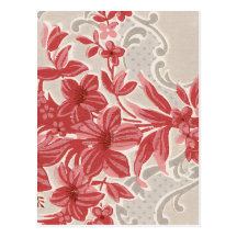Striped Flowers Vintage Wallpaper Postcard
