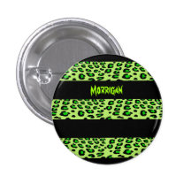 Striped Green Leopard Pinback Buttons