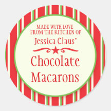 Striped green red cookie swap baking gift stickers