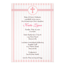 Striped Pink Cross Invitation
