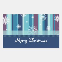 Stripes and Snowflakes Merry Christmas Stickers