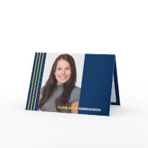 Stripes blue graduation multi photo announcement cards