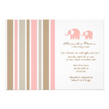 Stripes & Elephants Baby Shower Invitation