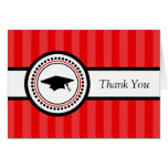 Stripes Graduation Cap Thank You Card (Red)