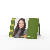Stripes green graduation multi photo announcement cards