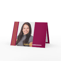 Stripes red graduation multi photo announcement cards