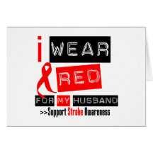 Stroke Awareness I Wear Red Ribbon For My Husband Card