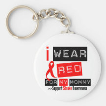 Stroke Awareness I Wear Red Ribbon For My Mummy Keychain