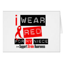 Stroke Awareness I Wear Red Ribbon For My Niece Cards