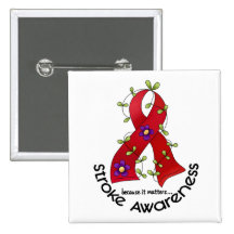 Stroke FLOWER RIBBON 1 Pinback Buttons
