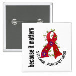 Stroke Flower Ribbon 3 Pinback Button