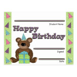 Student Birthday Recognition Award Post Card