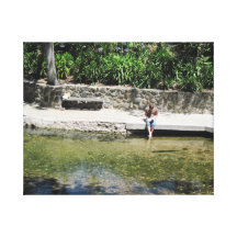 Student Cools Feet in San Luis Obispo Creek Gallery Wrap Canvas