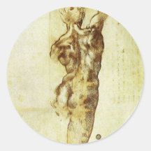 Study for Battle Cascina Michelangelo Renaissance Round Stickers