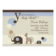 Stuffed Animal Baby Boy Shower Invitation
