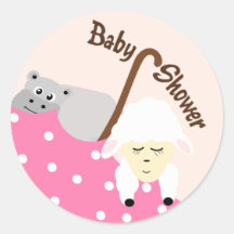 Stuffed Animals Pink Baby Shower Sticker