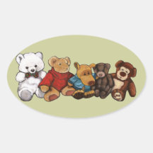 Stuffed Animals, Teddy Bears, Oil Pastel Art Sticker