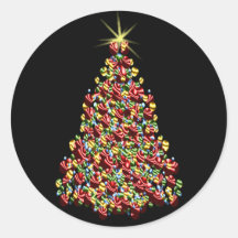 Stunning Holiday Tree Christmas Envelope Seals Round Stickers