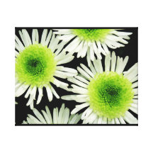 Stunning lime green dahlia print gallery wrap canvas