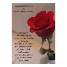 Stunning Red Rose Wedding Custom Announcement