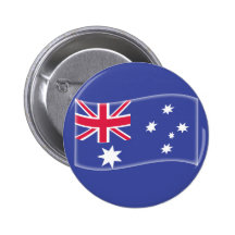 Stylised Aussie Australian flag on a blue backgrou Button