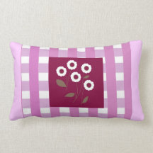 Stylised Flowers with pink gingham pillow