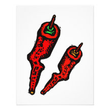 Stylised woody red peppers personalized invitations