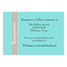 Stylish Aqua Blue and Taupe Wedding Enclosure Card Business Card Template